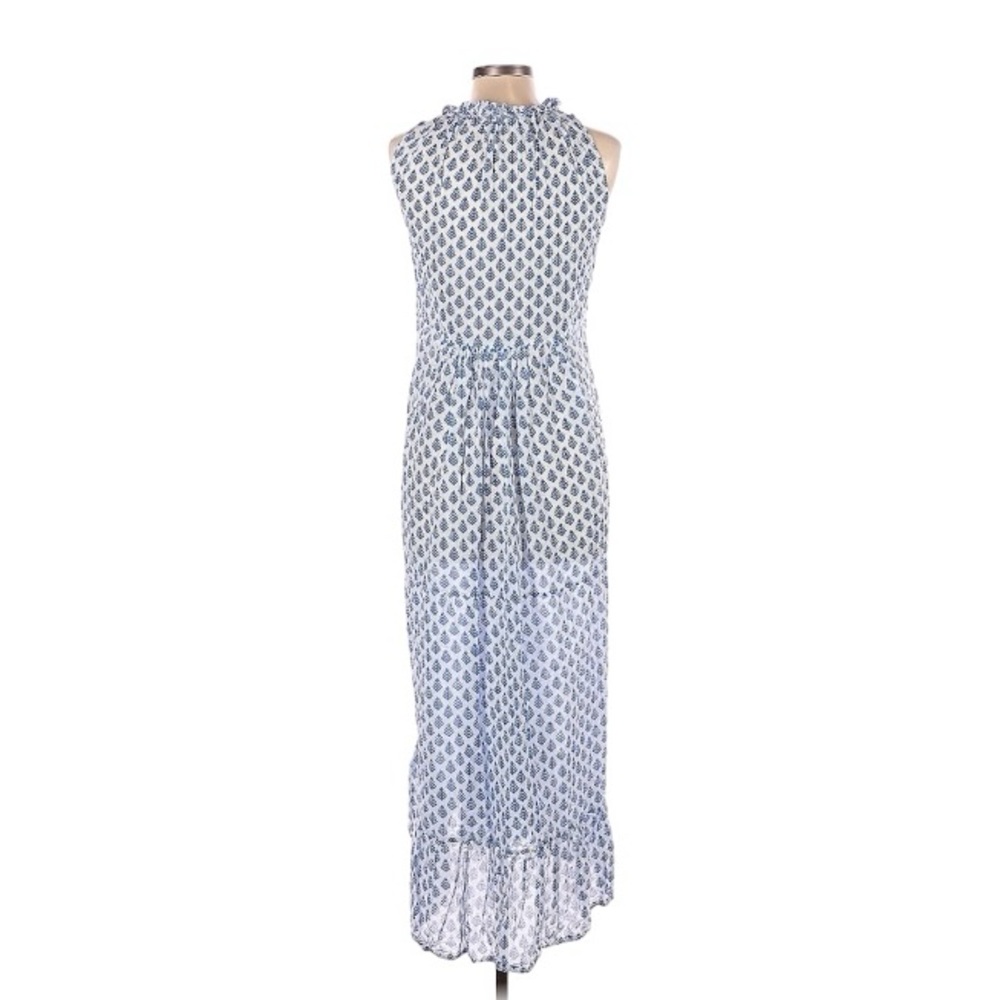 Bohemian Cotton Blue and White Block Print Casual Dress size Large - Picture 2 of 2